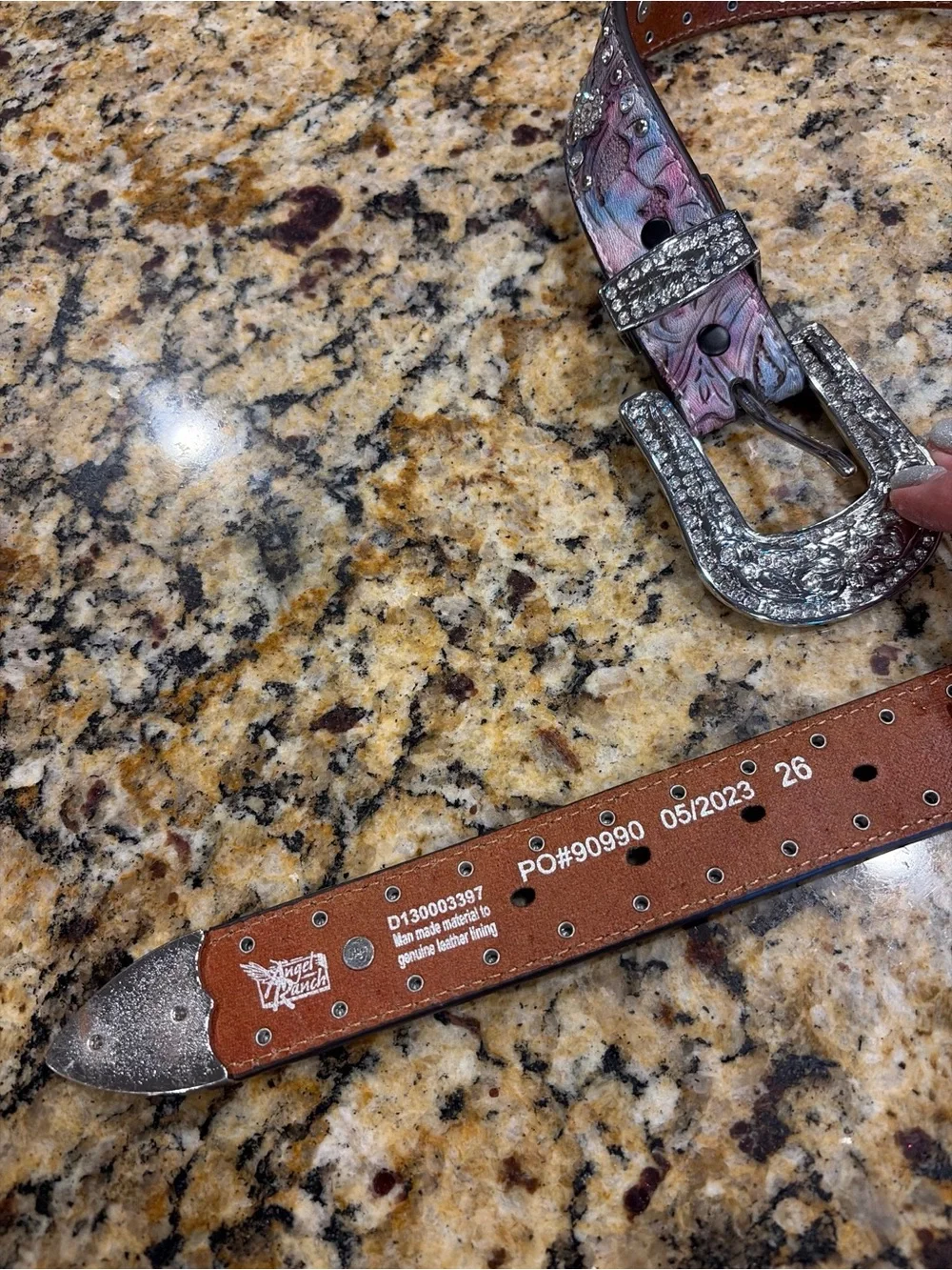Angel Ranch Girl’s Embossed Pink Floral Western Belt with Silver Buckle